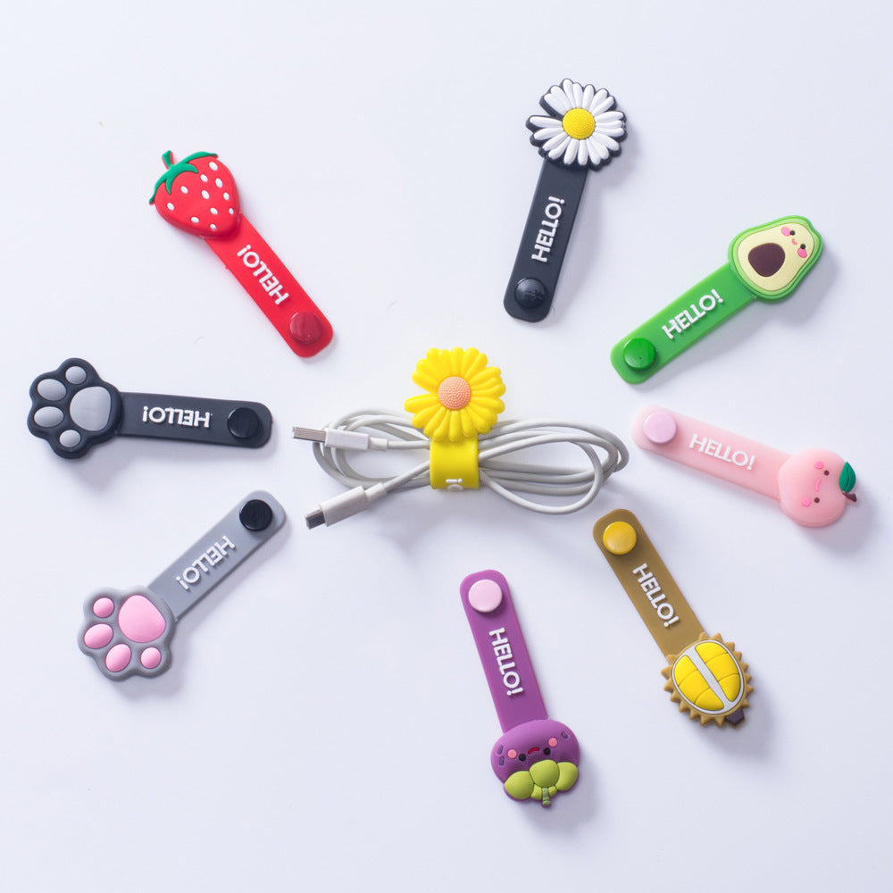 3Pcs Cartoon Data Cable Storage Buckle
