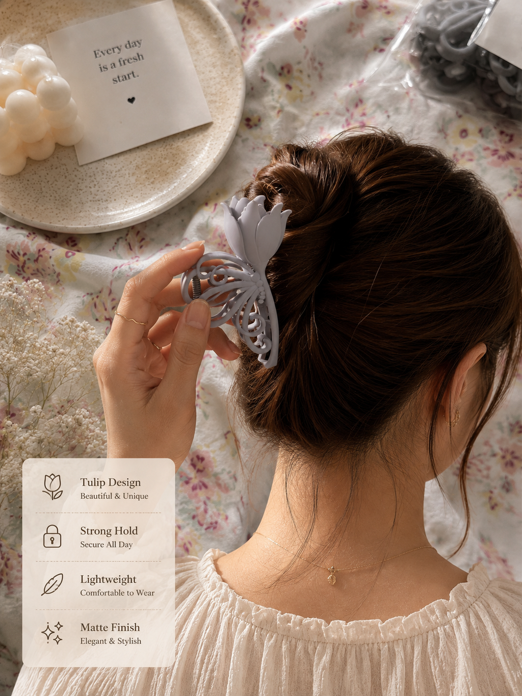 Tulip Butterfly Matte Hair Claw Clip